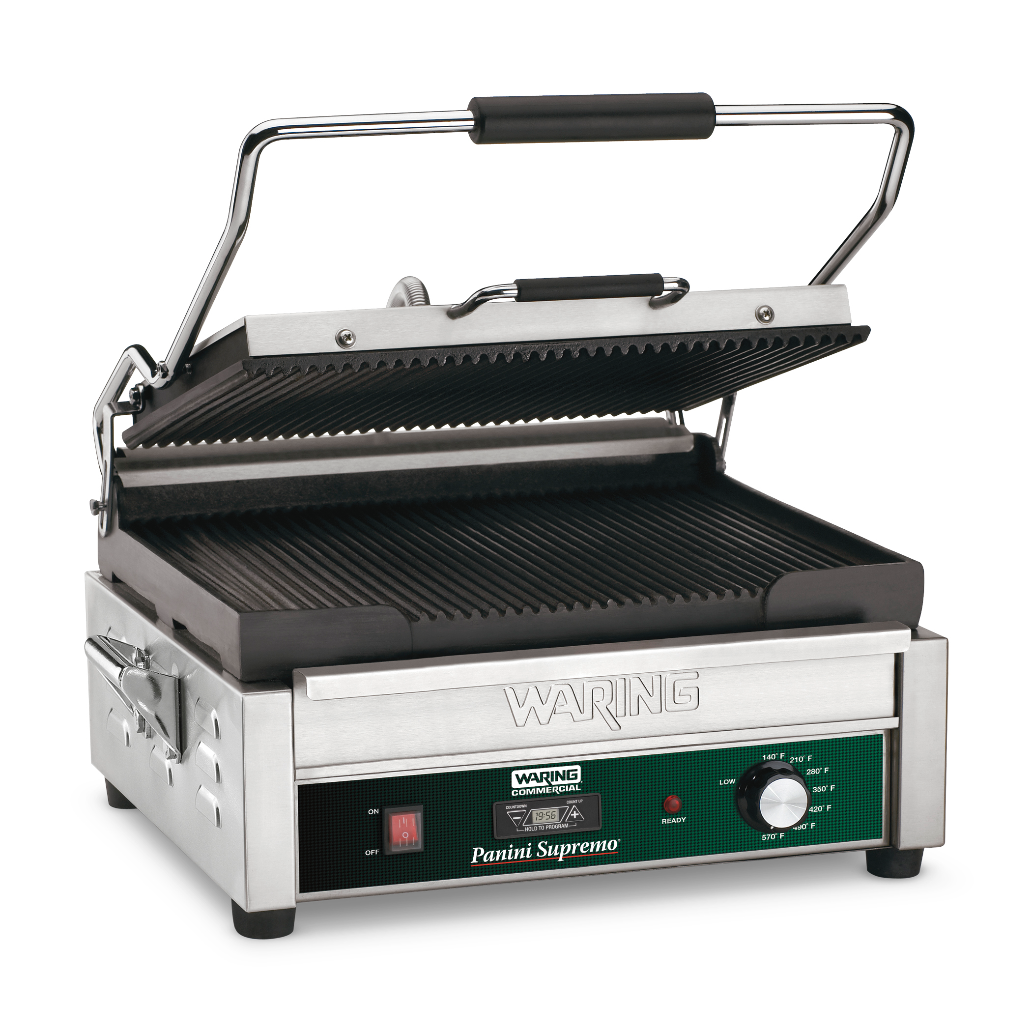Ribbed Panini Grill with Timer, 14.5" x 11"